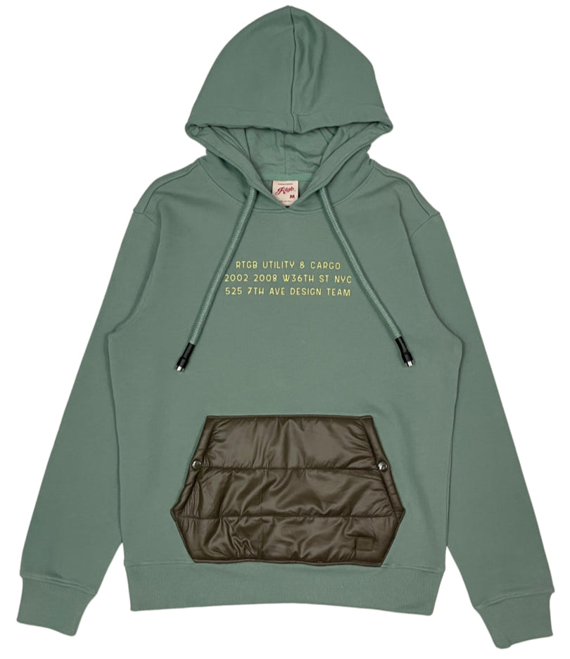 Red Tag Apparel - Puff Pouch Hoodie - Army