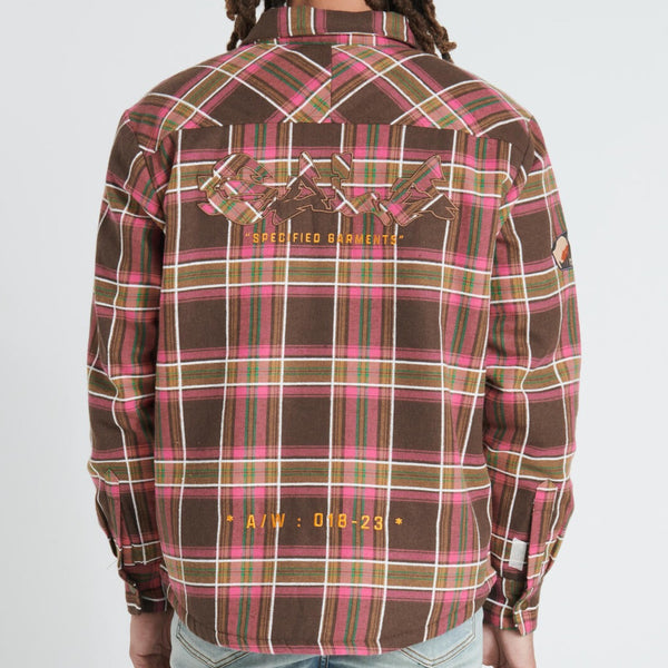 GALA - FACES FLANNEL OVERSHIRT - BROWN/PINK