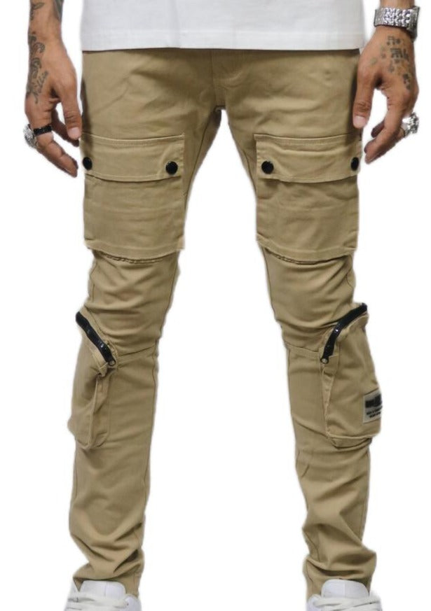 KLEEP - BRUN(KHAKI)-SKINNY CARGO - BRUN