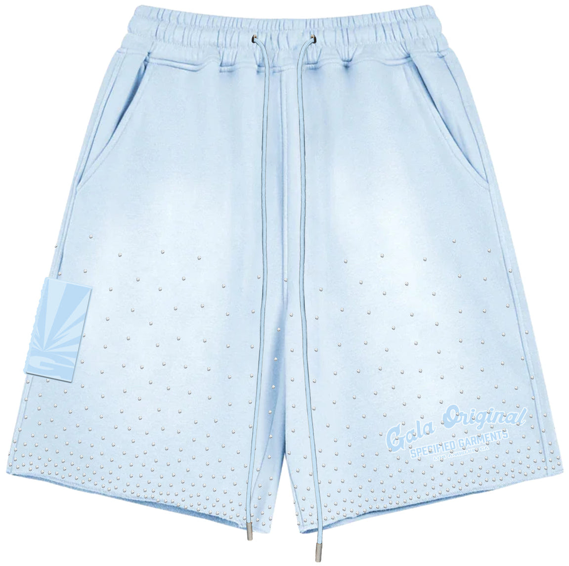 GALA - RHINESTONE TERRY SHORTS - WASHED SKY BLUE