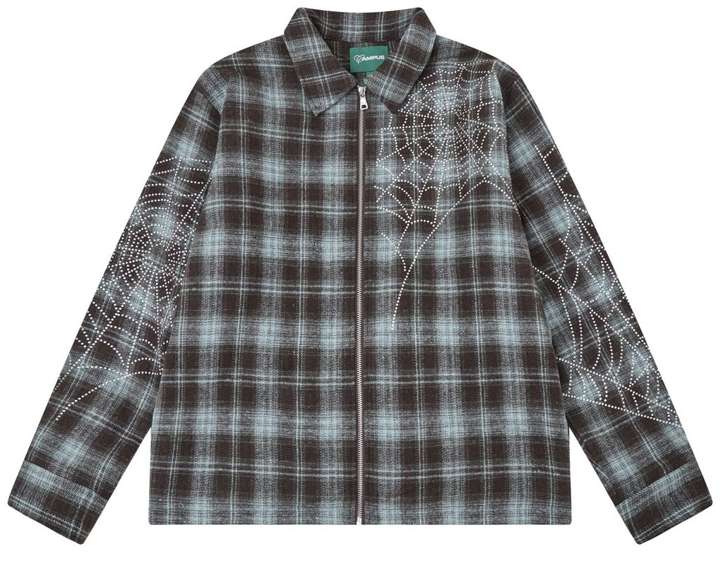 CAMPUS - BROKEN WEB FLANNEL JACKET - BLUE