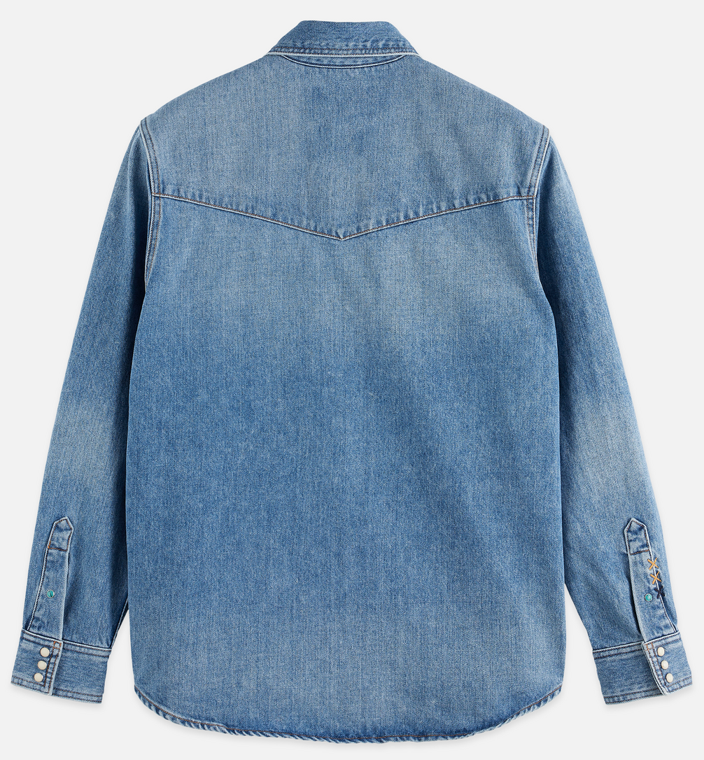 SCOTCH & SODA - WASHED DENIM SHIRT WITH WESTERN DETAILS - JEAN