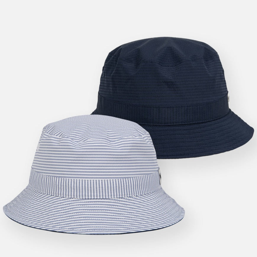 PAPER PLANES - Reversible Seersucker Bucket Hat - NAVY