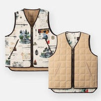 PAPER PLANES - Explorer's Life Reversible Quilted Vest - Explorer's Life Print