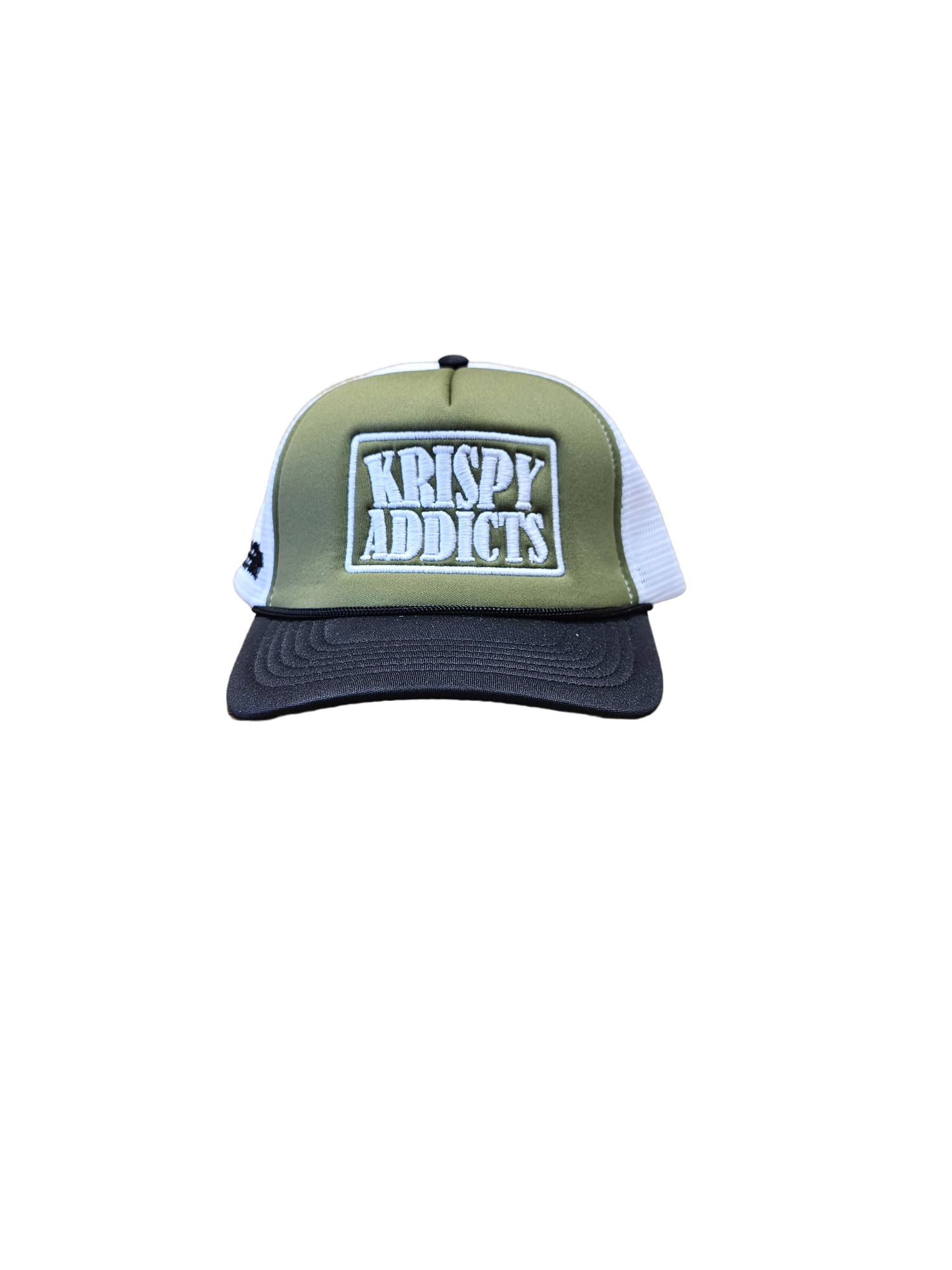 KRISPY ADDICTS - TRUCKER HAT - ARMY/WHITE