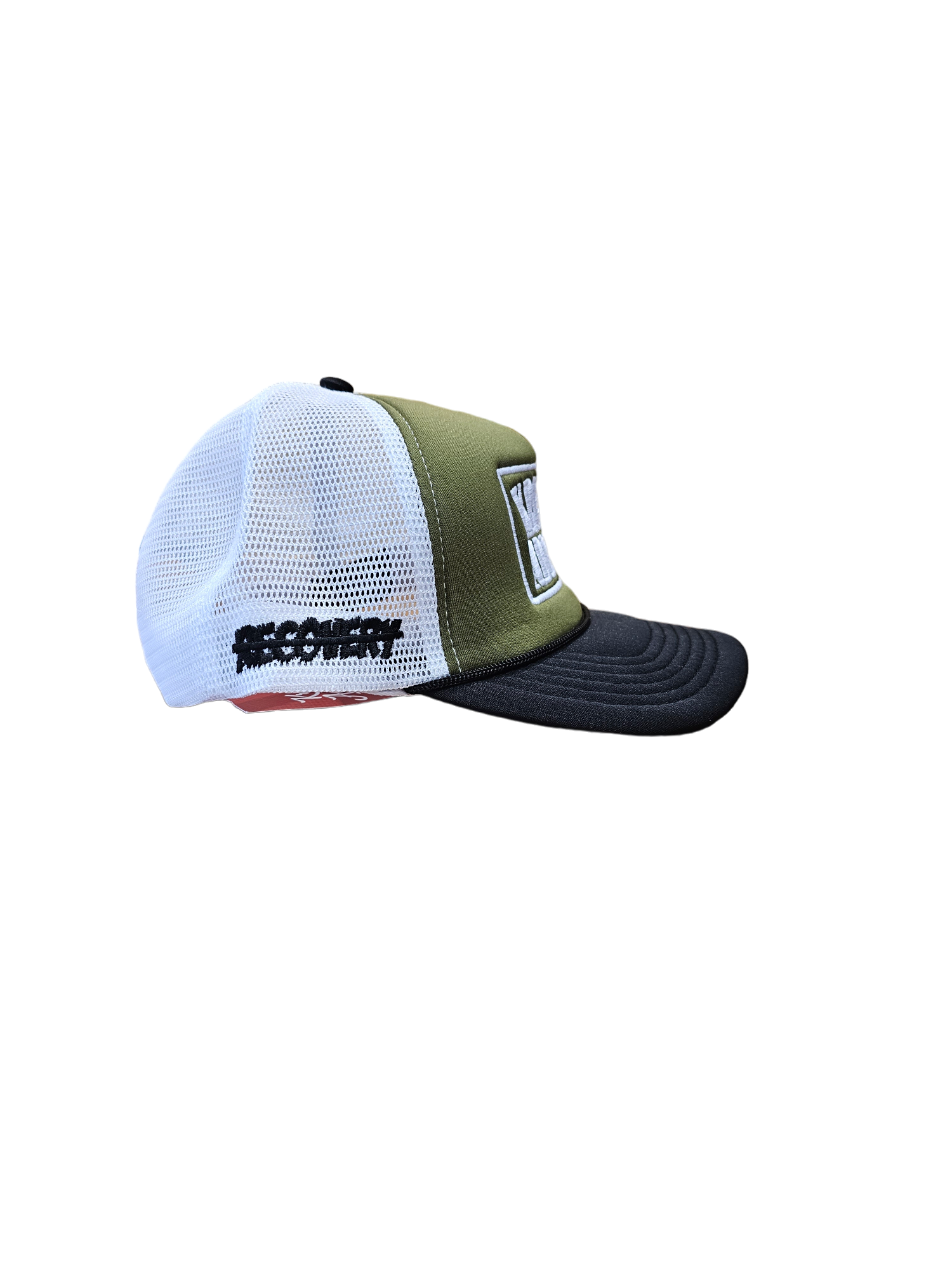 KRISPY ADDICTS - TRUCKER HAT - ARMY/WHITE