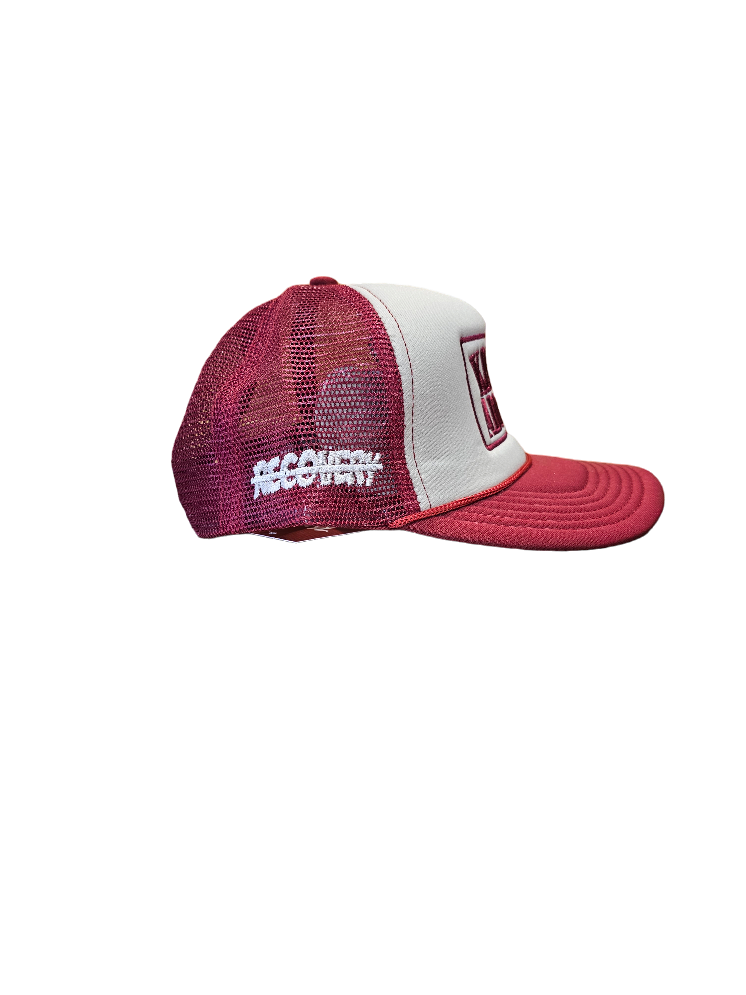 KRISPY ADDICTS - TRUCKER HAT - KHAKI/CARDINAL