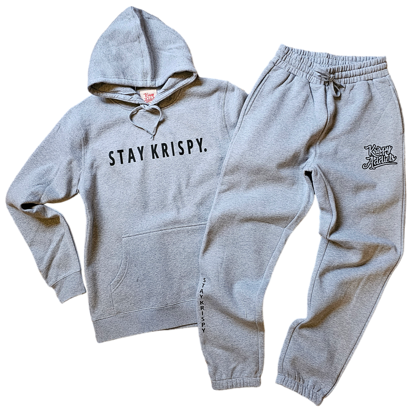 KRISPY ADDICTS - STAY KRISPY. JOGGER SUIT - HEATHER GREY