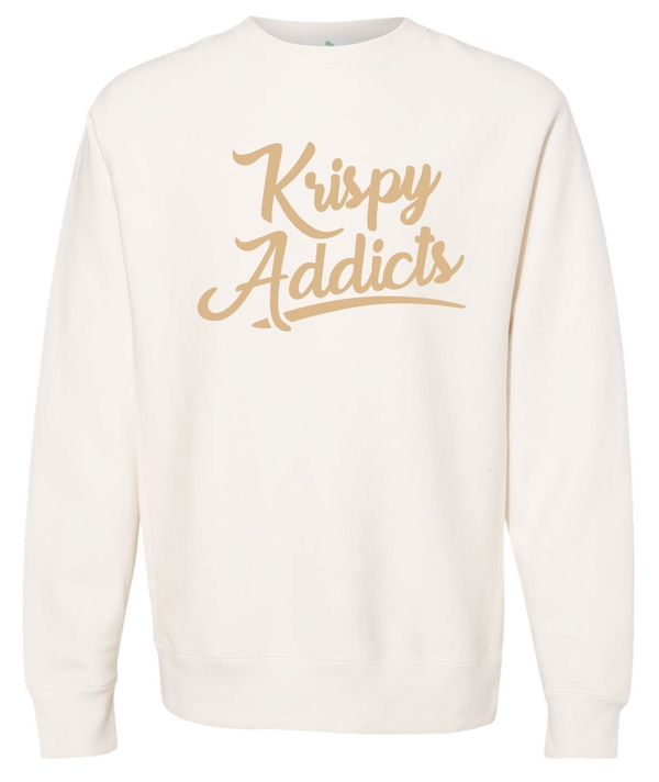 Krispy Addicts - RAISED LOGO CREWNECK - BONE/KHAKI