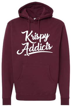 Krispy Addicts - RAISED LOGO HOODIE - MAROON/WHITE