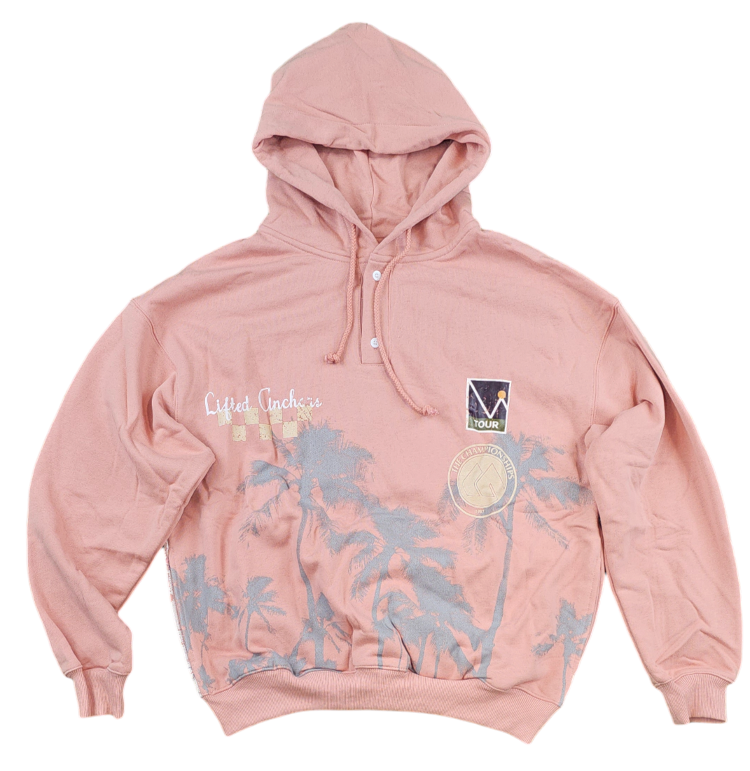 LIFTED ANCHORS - WIMBLEDON" HENLEY HOODIE - DUST ROSE