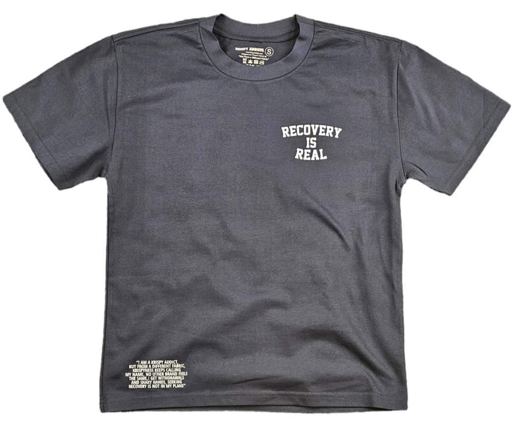 KRISPY ADDICTS - RECOVERY IS REAL HEAVY OVERSIZE TEE - NAVY BLUE