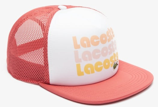 LACOSTE - UNISEX PRINT TRUCKER CAP - WHITE PINK