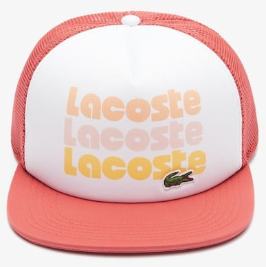 LACOSTE - UNISEX PRINT TRUCKER CAP - WHITE PINK