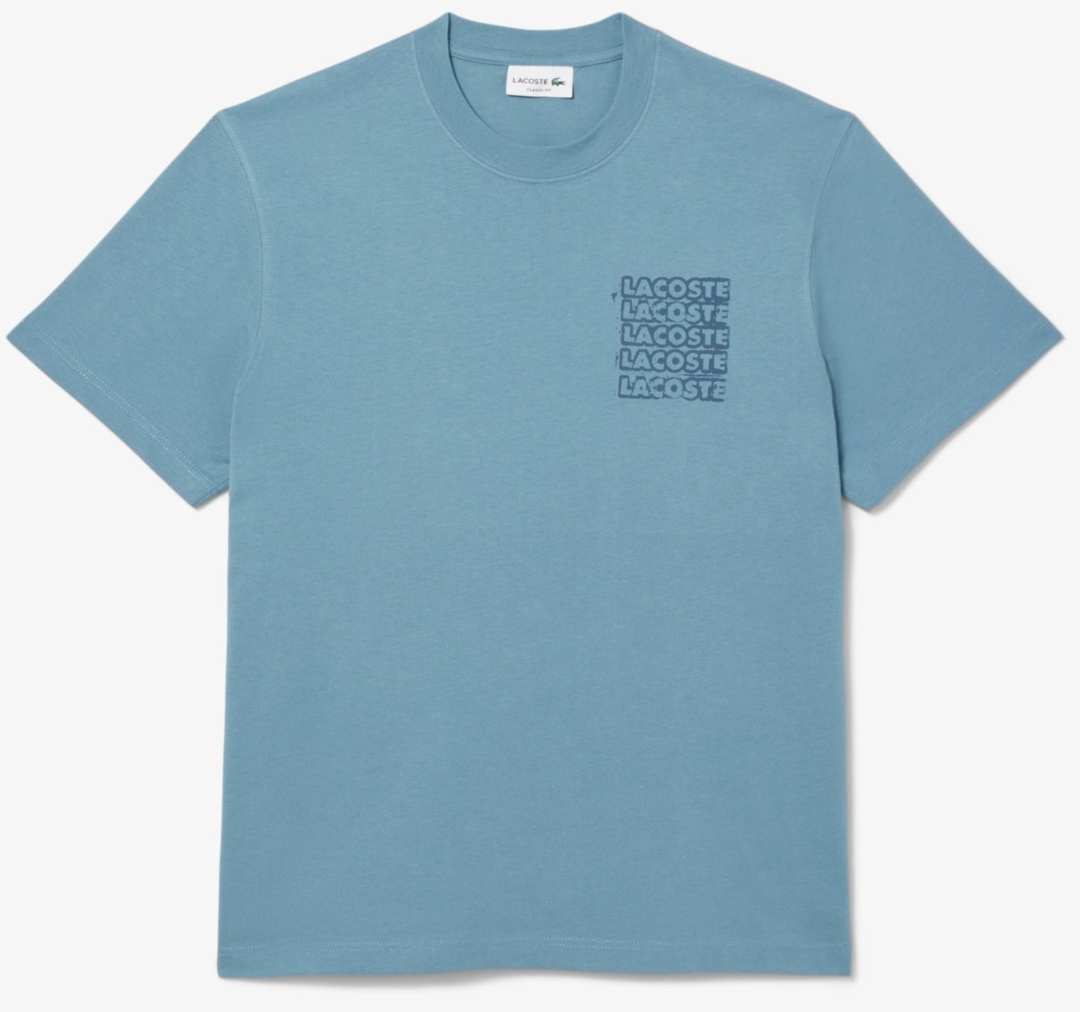 LACOSTE - Unisex Signature Print Cotton T-Shirt - LIMESTONE/FALCON
