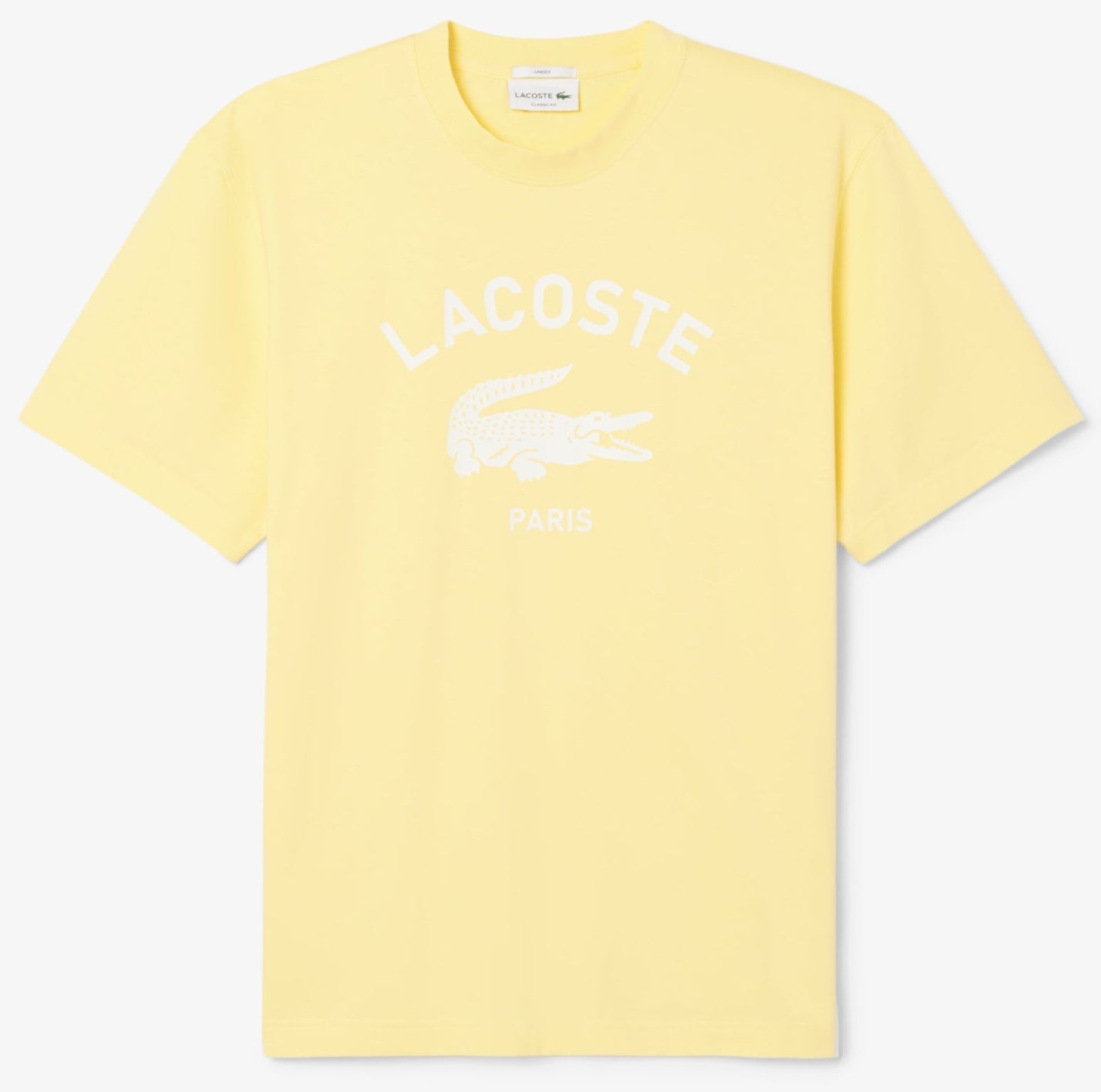 LACOSTE - Unisex Signature Print Cotton T-Shirt - YELLOW