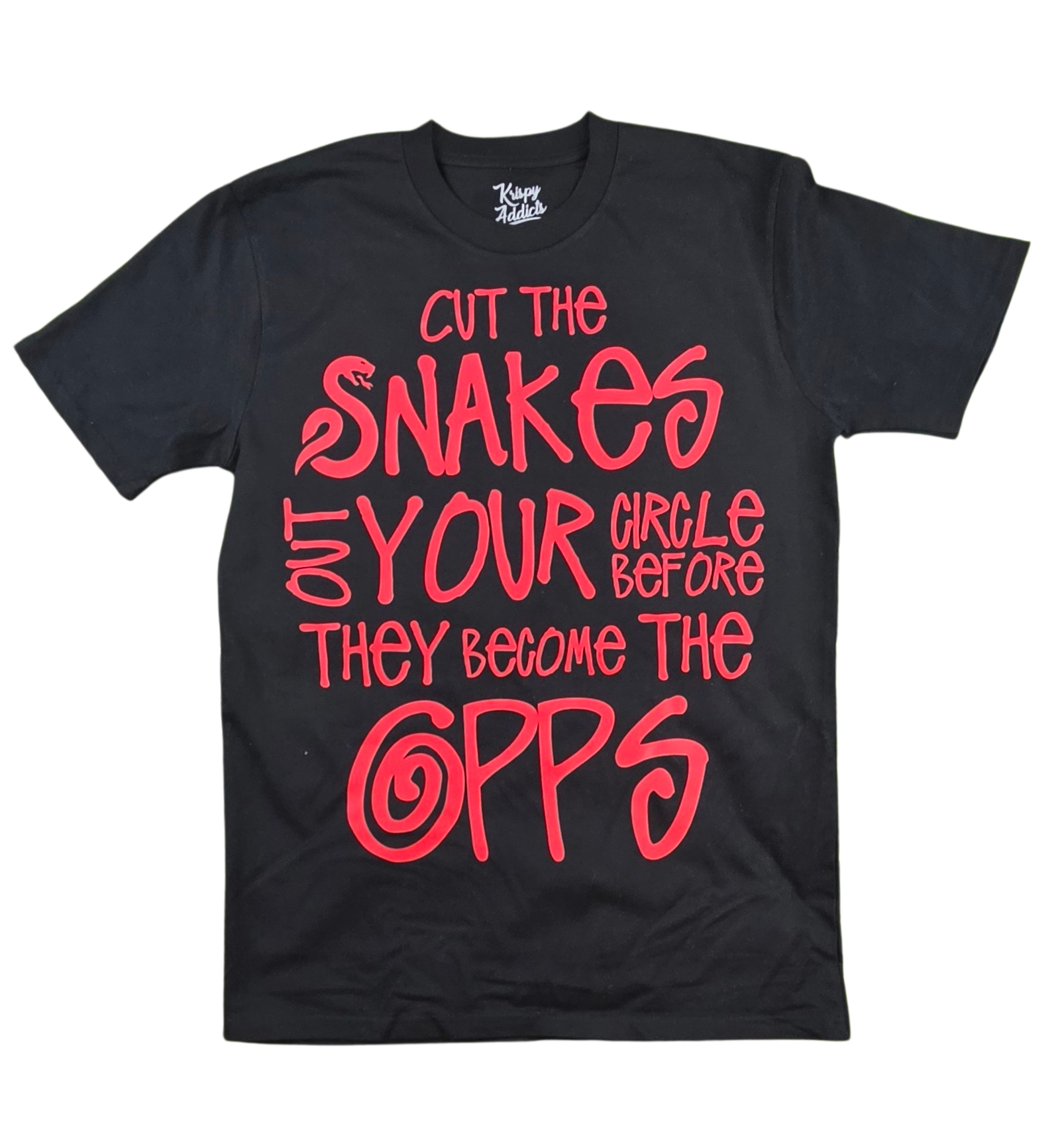 KRISPY ADDICTS - CUT SNAKES OUT YOUR CIRCLE TEE - BLACK/RED