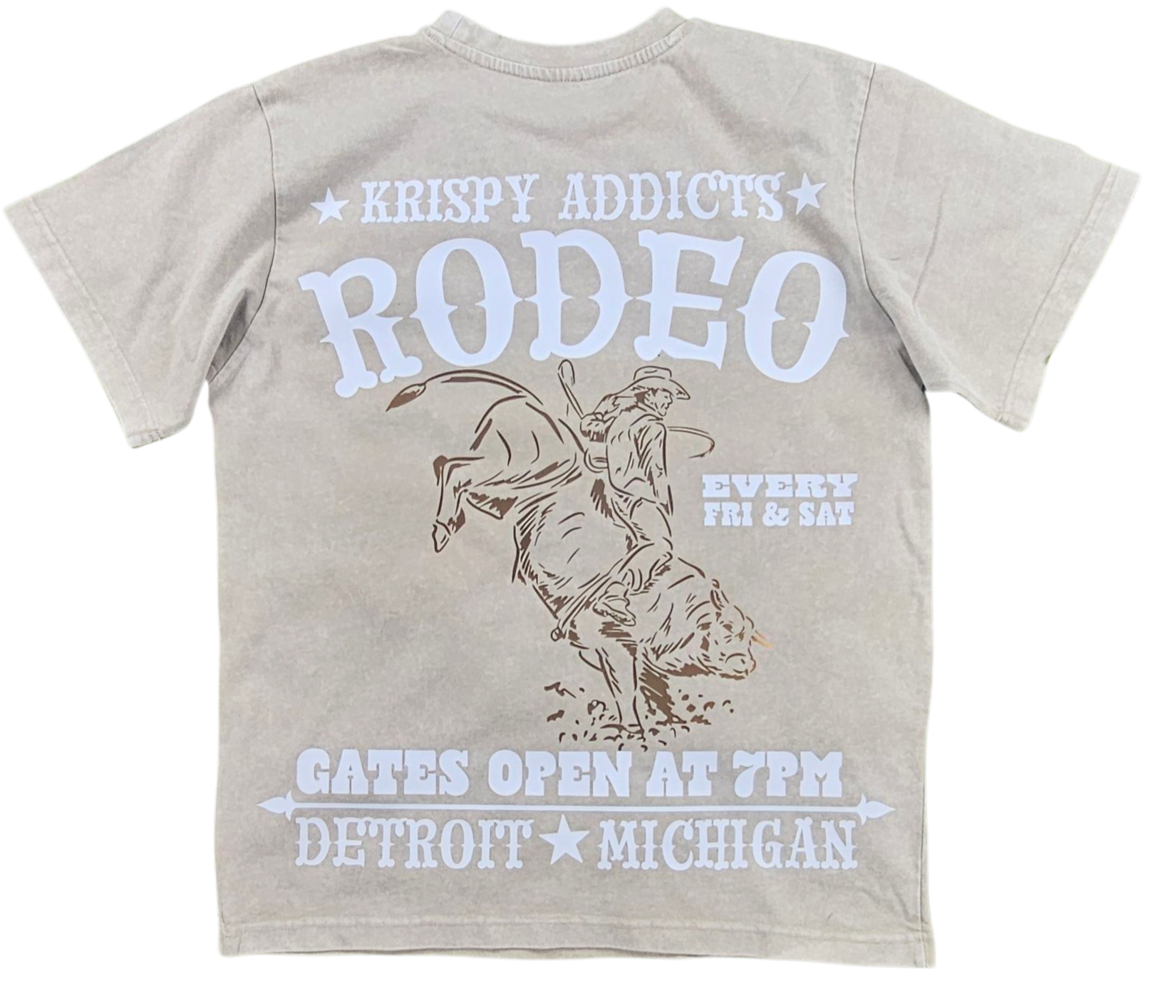 KRISPY ADDICTS - RODEO RELAXED TEE -BEIGE