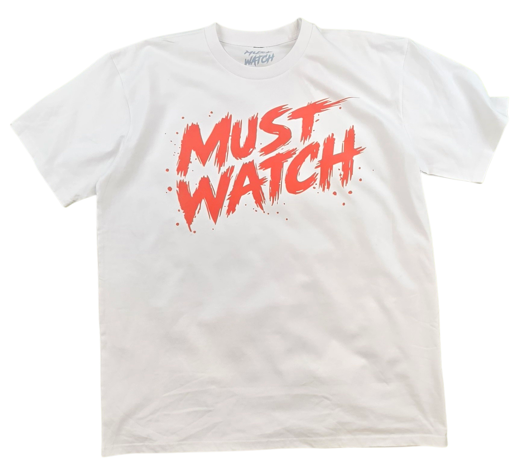 MUST WATCH - BACK TATT T-SHIRT -WHITE/SALMON