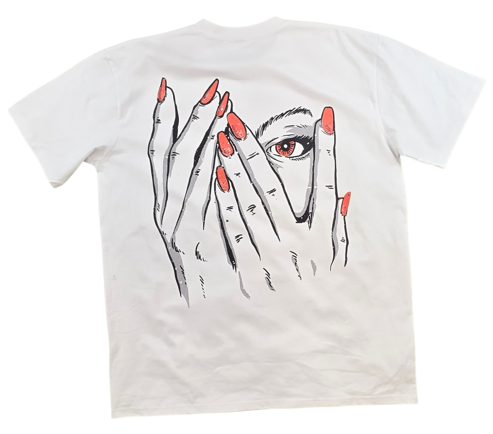 MUST WATCH - BACK TATT T-SHIRT -WHITE/SALMON