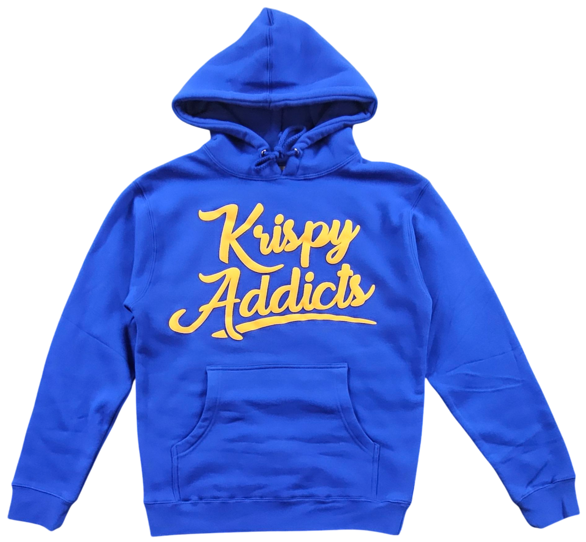 KRISPY ADDICTS - RAISED PUFF PRINT HOODIE - ROYAL BLUE/GOLD