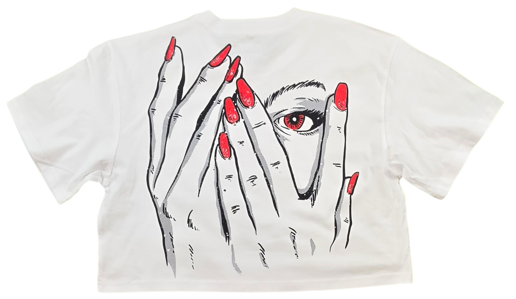 MUST WATCH (WOMEN'S) - WOMEN'S CROP TEE - WHITE/RED