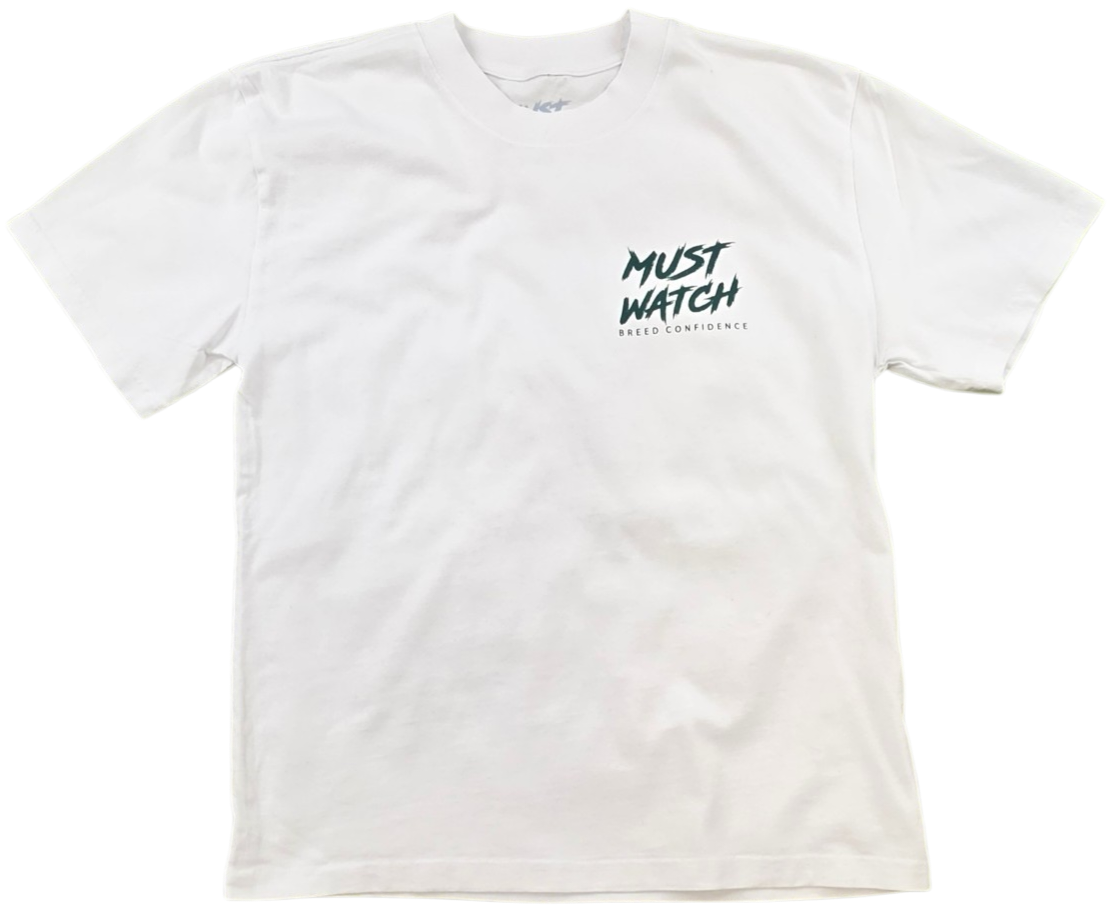 MUST WATCH - BACK TATT T-SHIRT - WHITE/GREEN