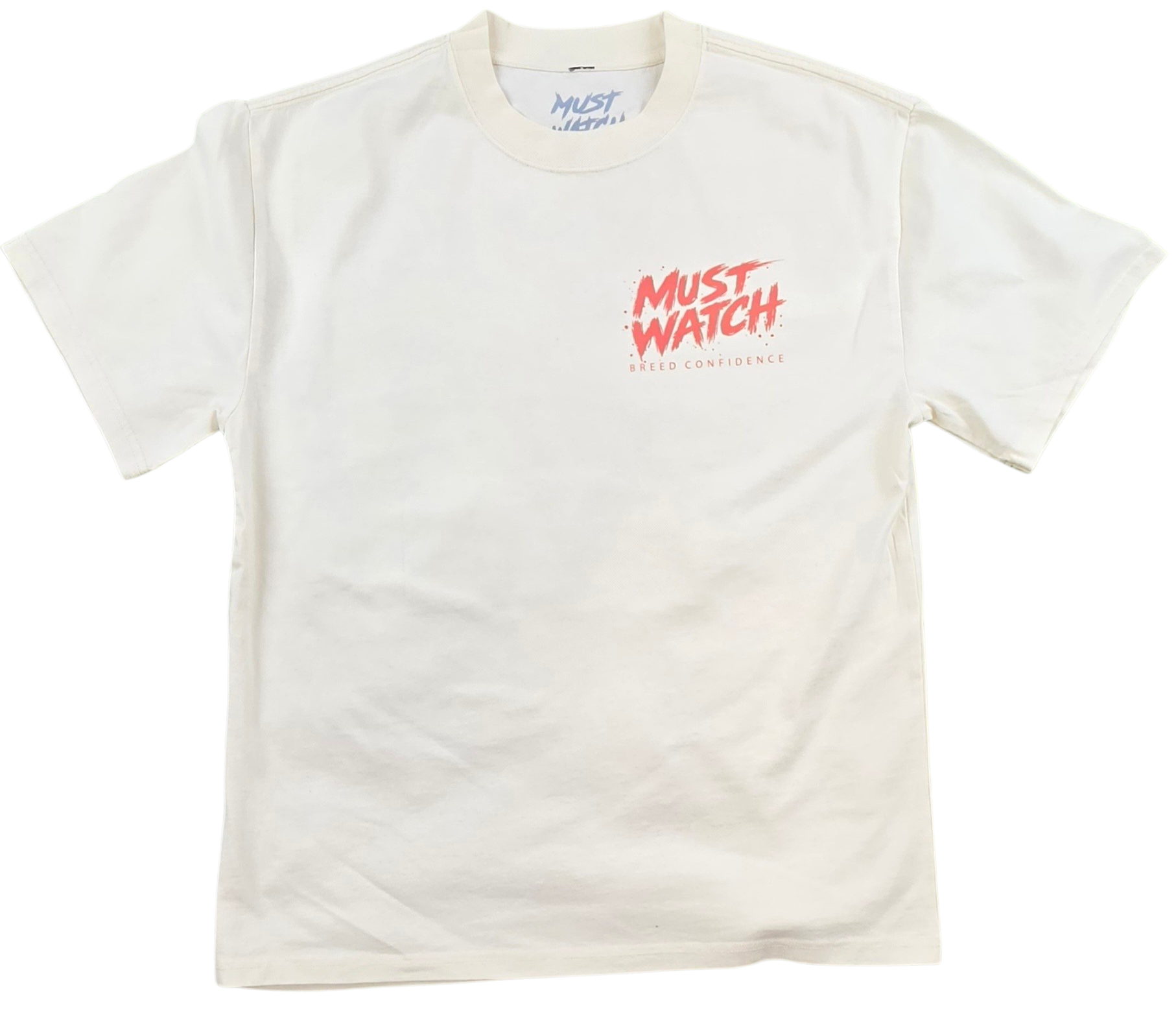 MUST WATCH - BACK TATT T-SHIRT - CREAM/SALMON