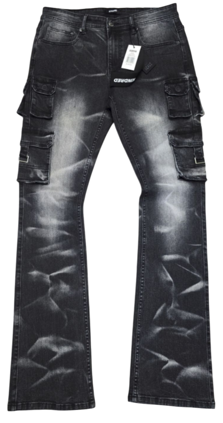 KINDRED PREMIUM - CARGO FLARE JEAN - BLACK SMOKE