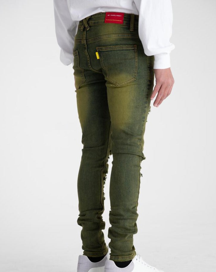 PHEELINGS - "FOLLOW THROUGH" SKINNY DENIM - FERN GREEN