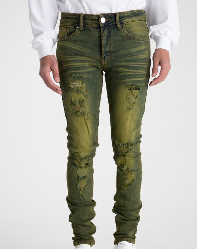 PHEELINGS - "FOLLOW THROUGH" SKINNY DENIM - FERN GREEN