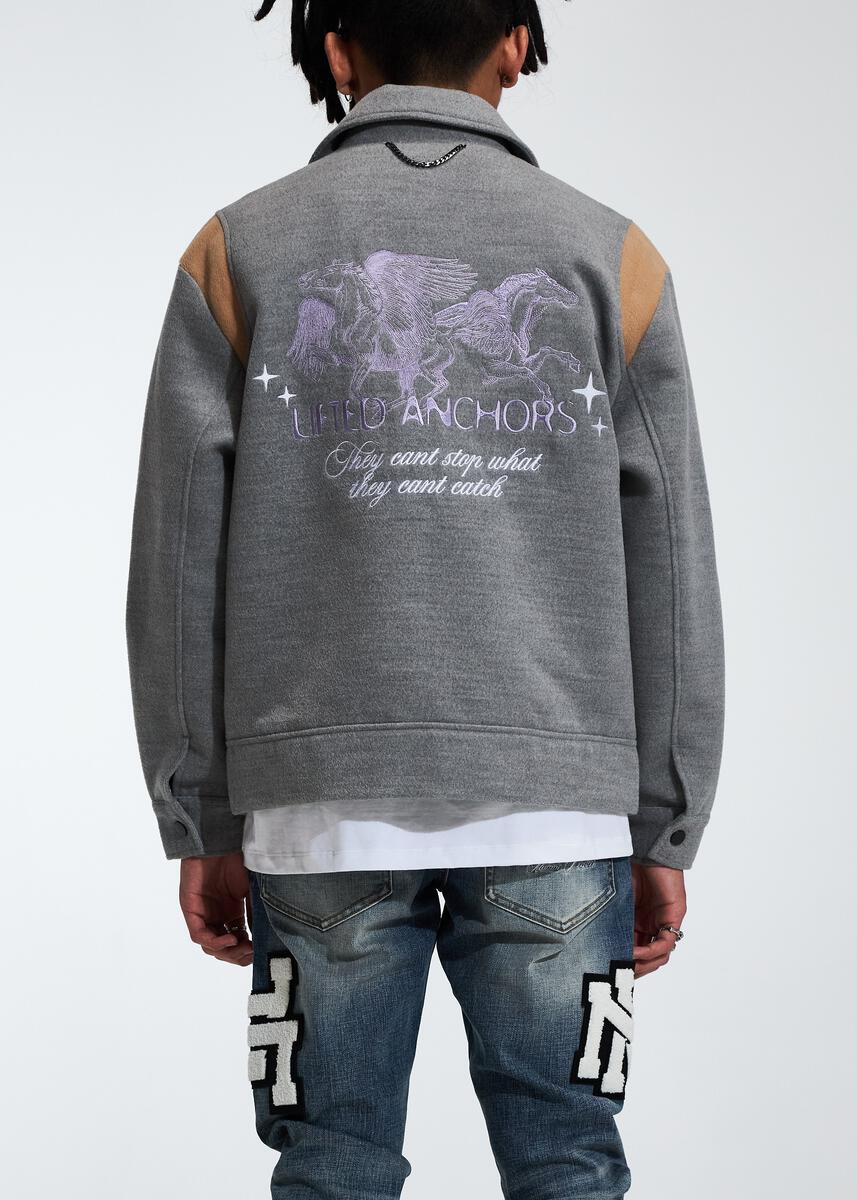 LIFTED ANCHORS - "PEGASUS" WOOL JACKET - GREY