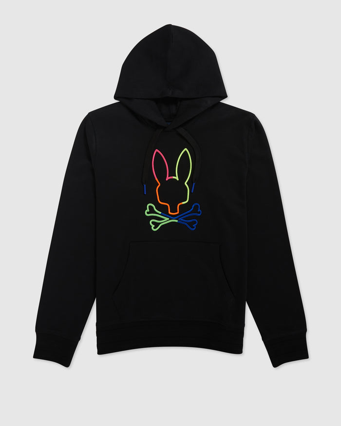 PSYCHO BUNNY - MENS LEO BUNNY HOODIE - BLACK