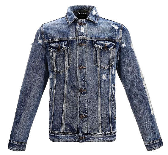 Foreign Local 1.5 - Light Sand Wash Chain Stitch Embroidered Spiral Denim Jacket