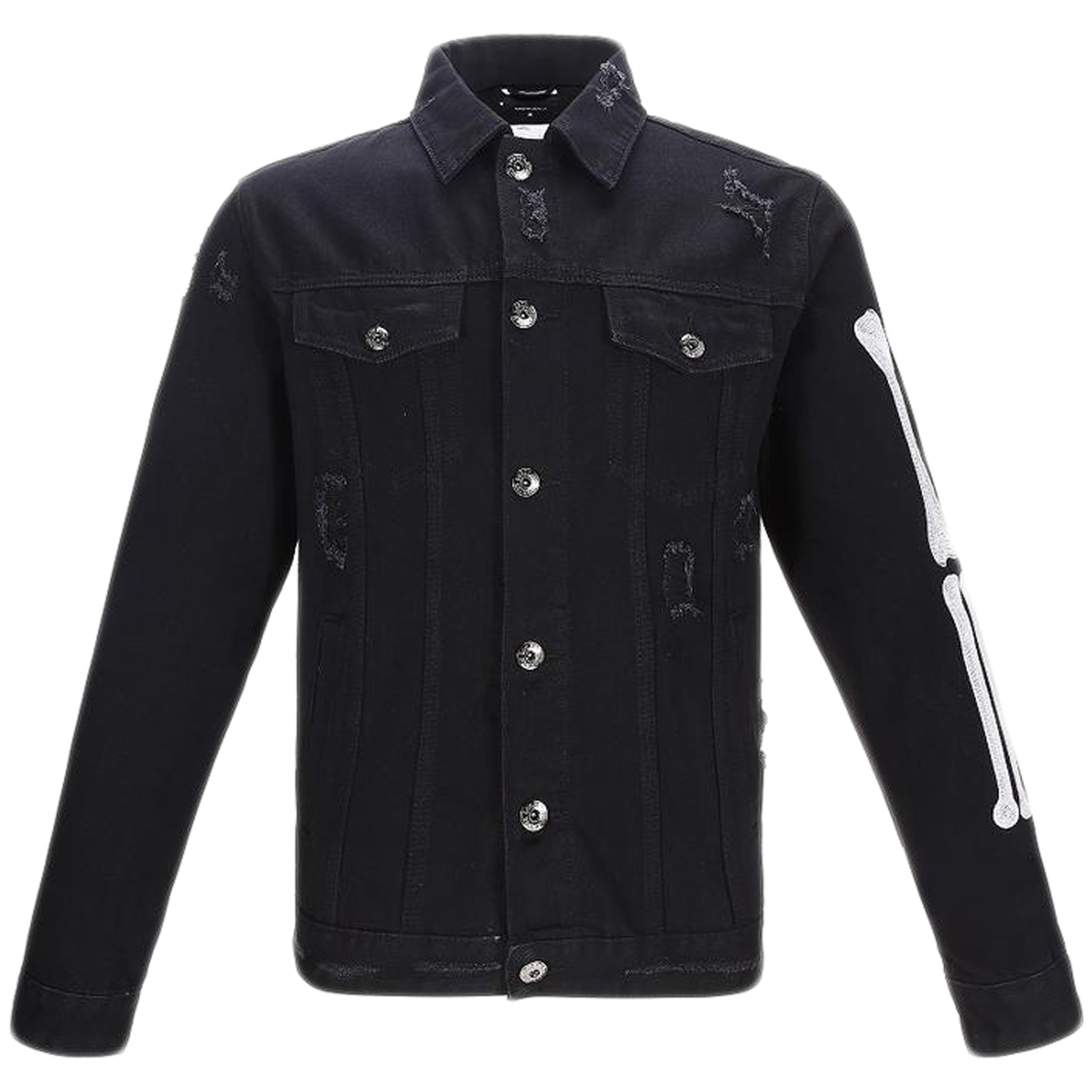 Foreign Local 1.5 - Chain Stitch Embroidered Spiral Denim Jacket (black)
