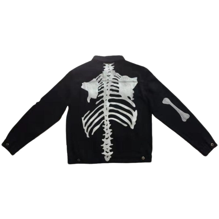 Foreign Local 1.5 - Chain Stitch Embroidered Spiral Denim Jacket (black)