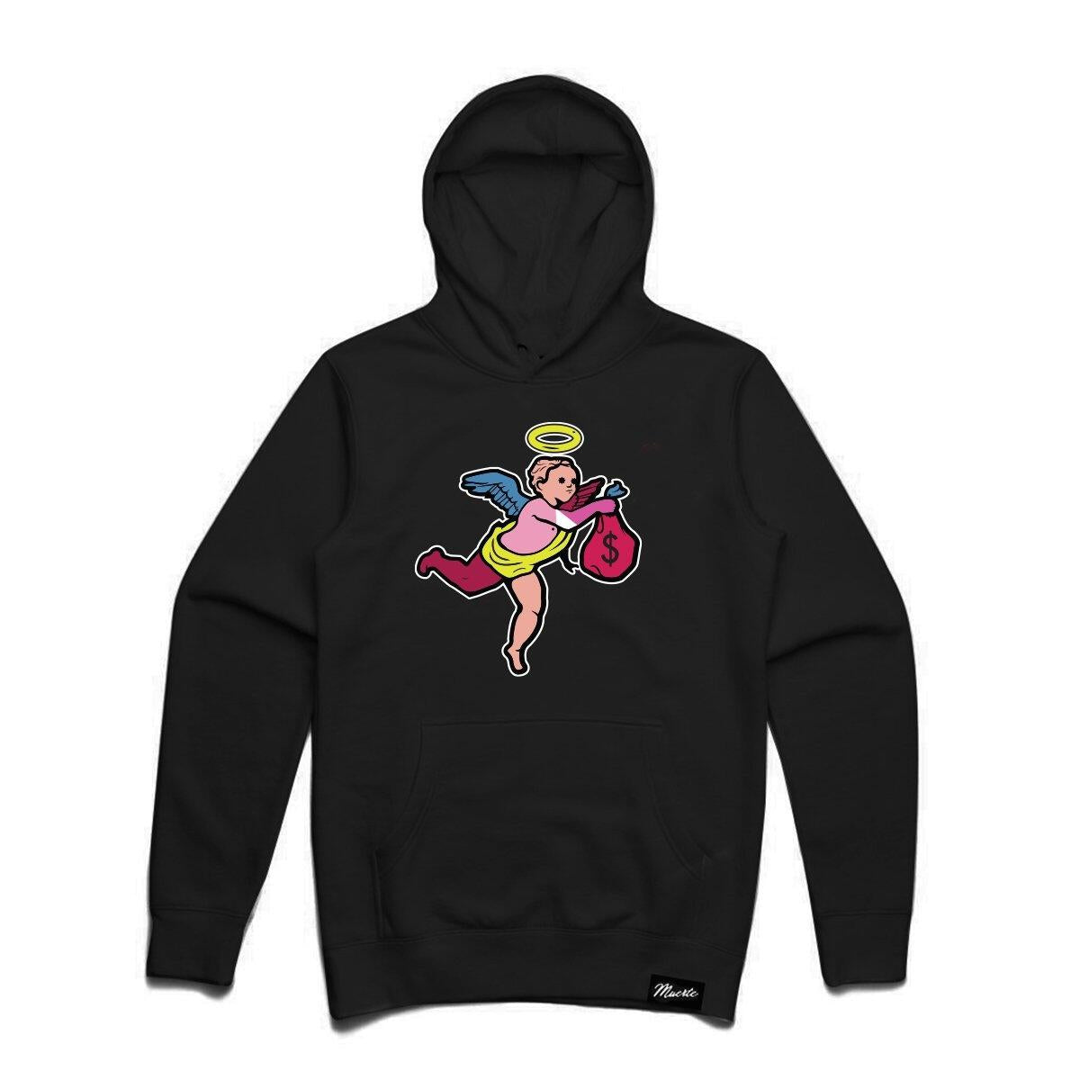 HASTAMURETE - MULTI COLOR ANGEL CHENILLE PATCH HOODIE (BLACK)