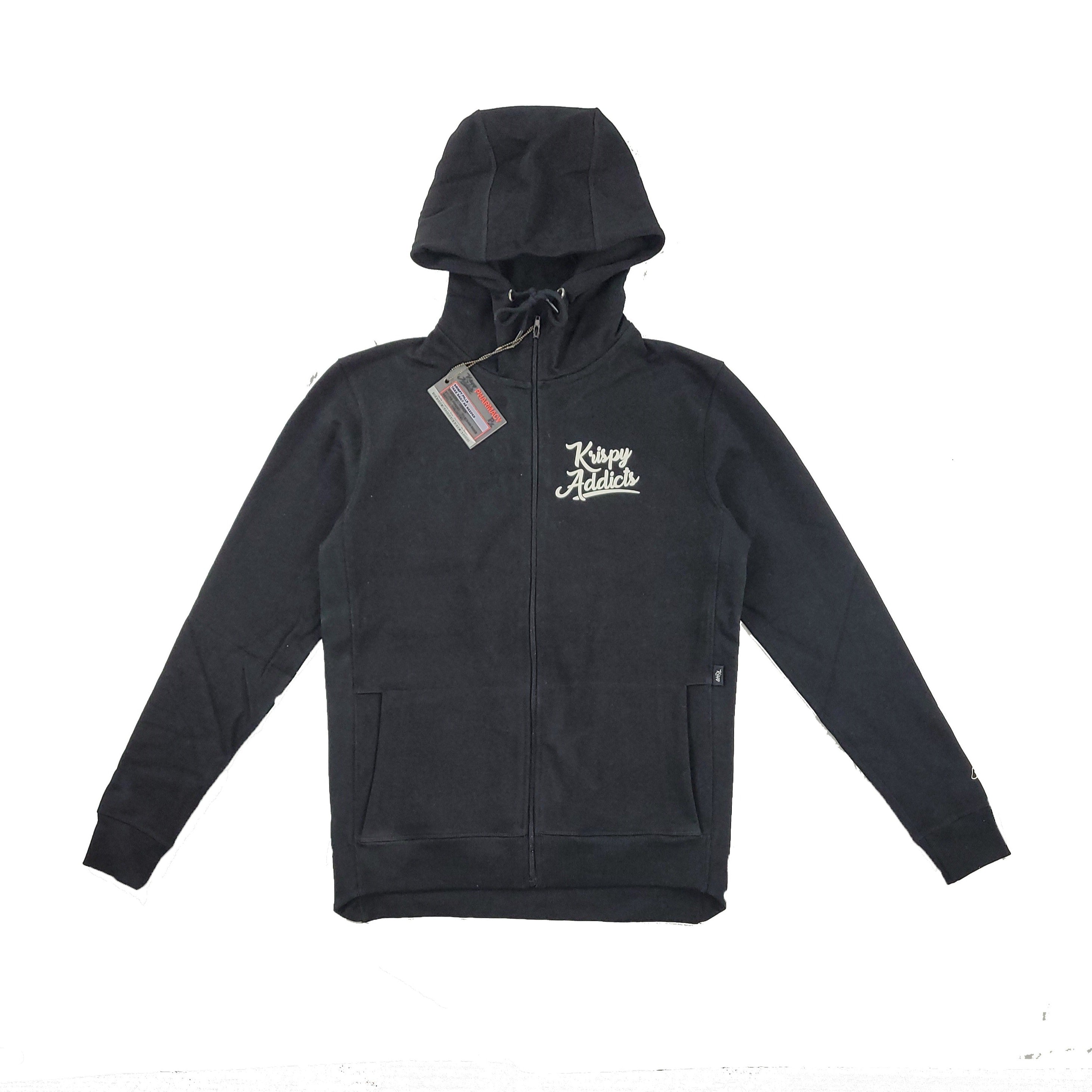 KRISPY ADDICTS - ZIP UP HOODIE EMBOSSED RECOVERY (BLACK)