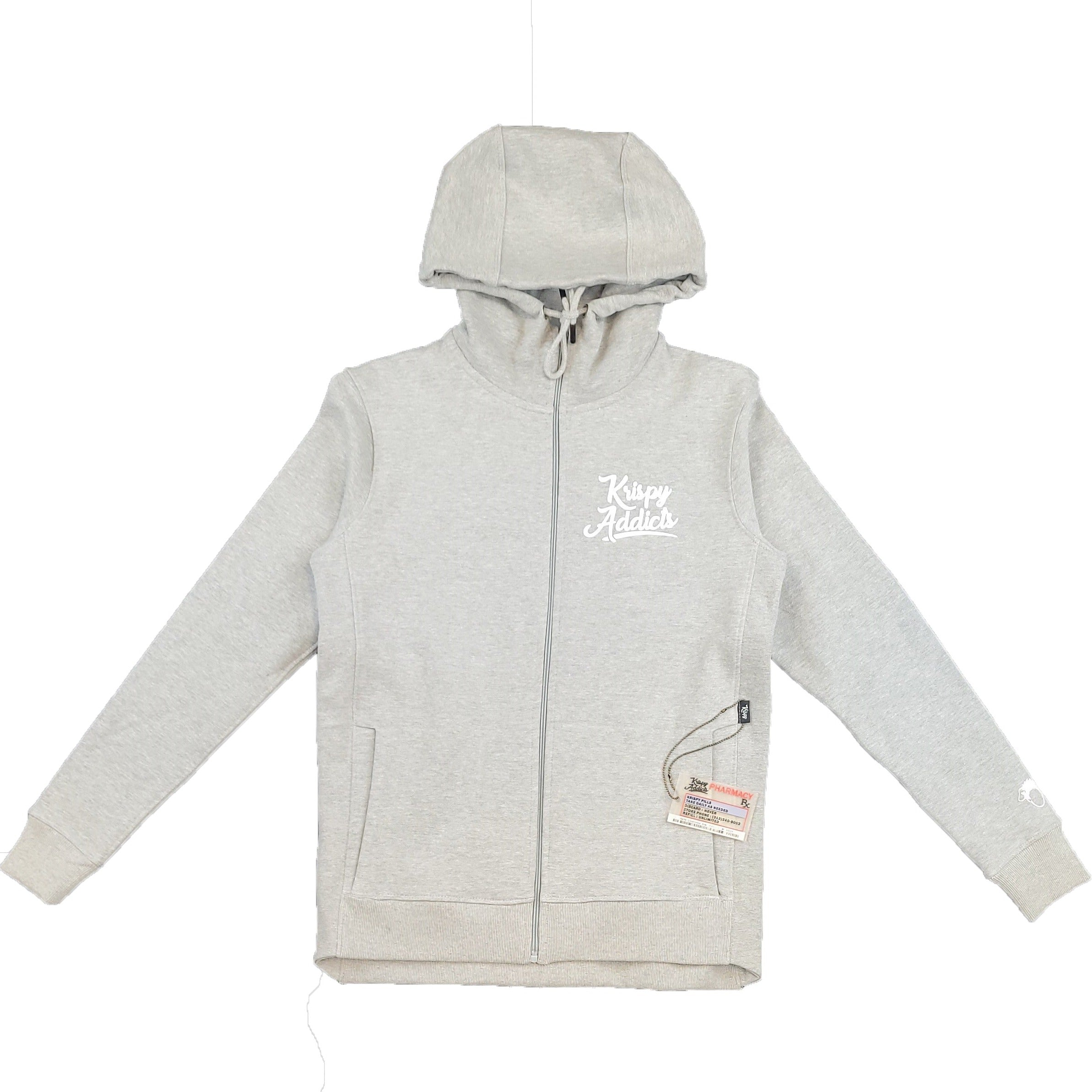 KRISPY ADDICTS - ZIP UP HOODIE EMBOSSED RECOVERY (HEATHER GREY)