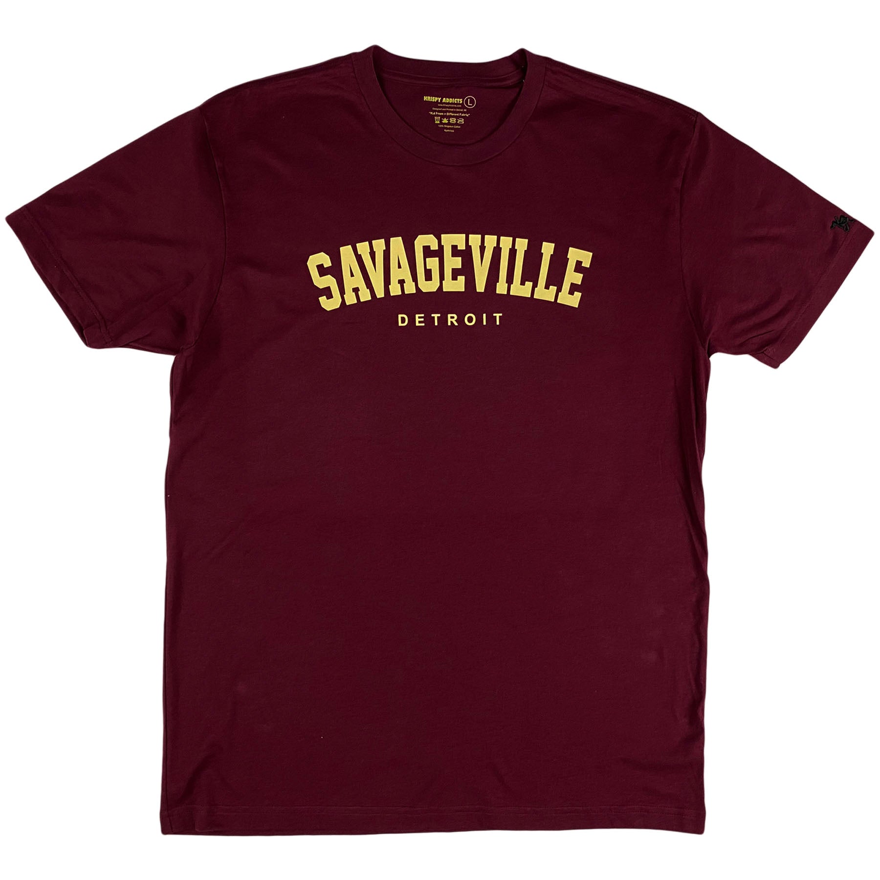 Krispy Addicts - Savageville Detroit Tee Maroon (Cream)