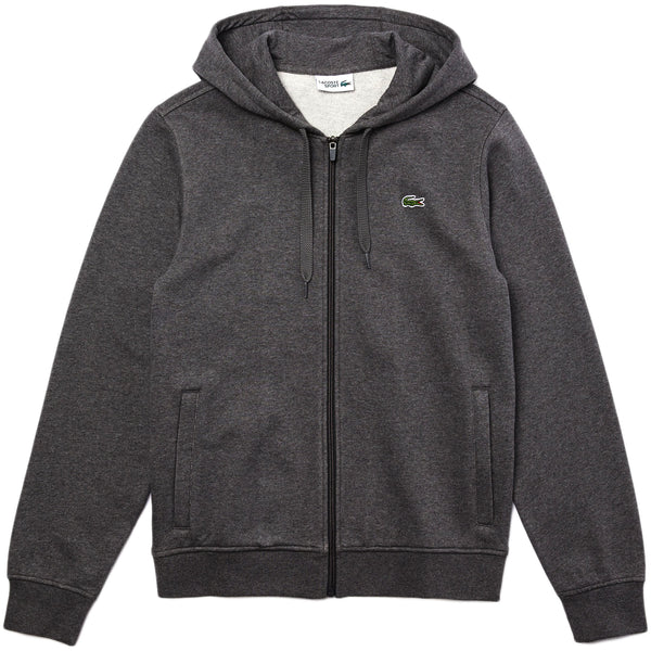 Lacoste Sport Hooded Lightweight Bi material Sweatshirt sh1551 grey chine dark grey