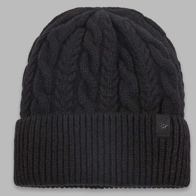 PAPER PLANES - CABLE KNIT BEANIE -  BLACK