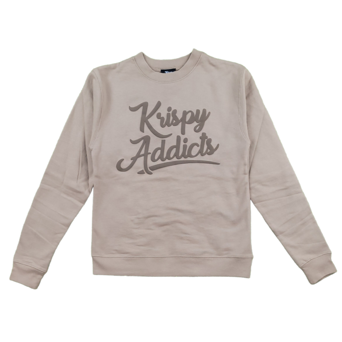 KRISPY ADDICTS - RAISED LOGO CREWNECK - LIGHT BROWN/BROWN