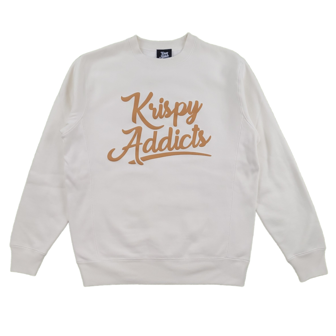 KRISPY ADDICTS - RAISED LOGO HEAVYWEIGHT CREWNECK - CREAM/LIGHT