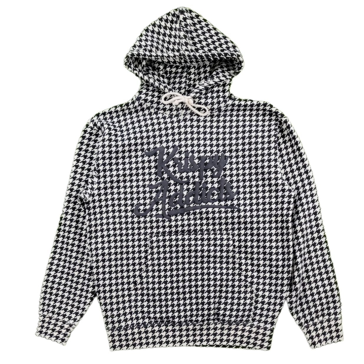 KRISPY ADDICTS - RAISED LOGO HOODIE - HOUNDSTOOTH/BLACK