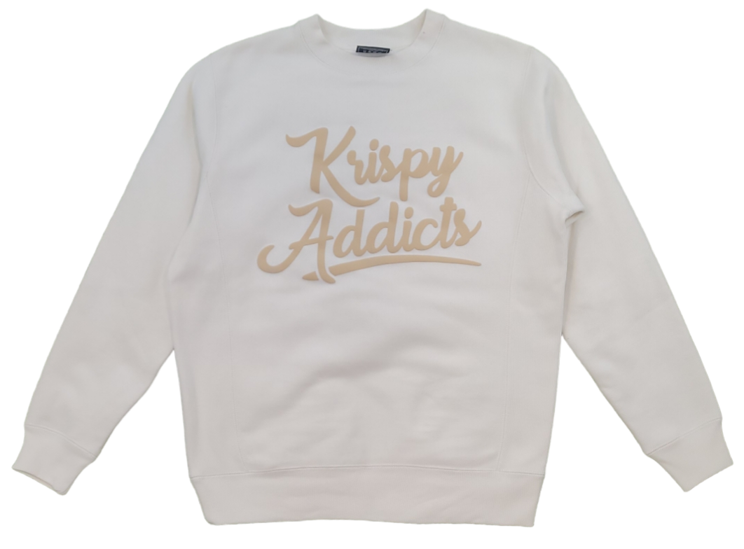 KRISPY ADDICTS - RAISED LOGO HEAVYWEIGHT CREWNECK - BONE/CREAM