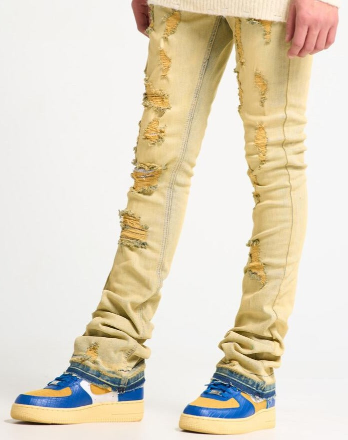 PHEELINGS - "NOW OR NEVER" FLARE STACK DENIM (SAND WASH)