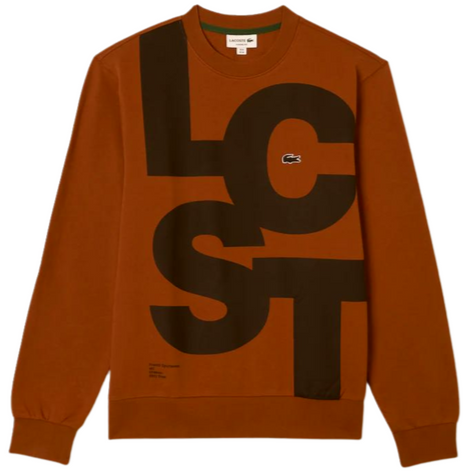 LACOSTE - GRAPHIC LACOSTE PRINT LETTERS SWEATSHIRT - BROWN