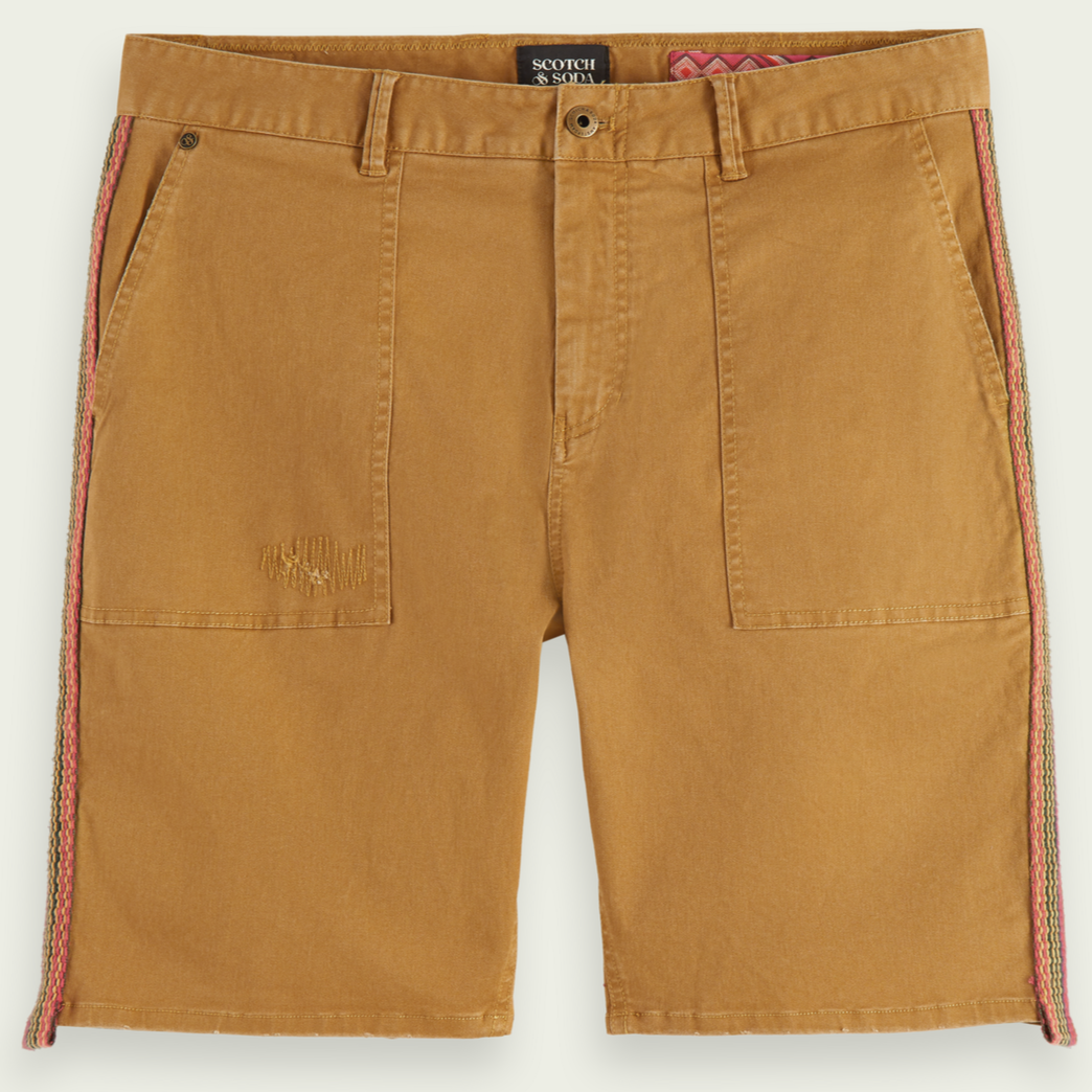SCOTCH & SODA - Relaxed-fit tape-trimmed shorts in Organic Cotton