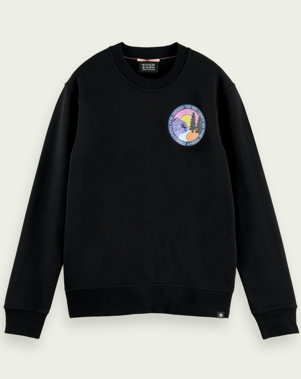 SCOTCH & SODA - Crewneck logo artwork felpa sweatshirt - BLACK